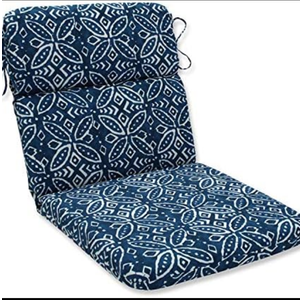 2 Pillows Perfect Outdoor/Indoor Round Corner Chair Cushion, Blue Merida Indigo