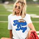 Game Day Shirts for Women Football Graphic Sunday Funday Tee Vintage Casual Football Season Short Sleeve Tee Tops (Medium, White)