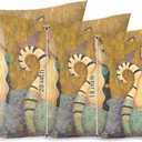Abstract Cat Linen Throw Pillow Case, 22 x 22 Inch Set of 4, Gifts for Cat Lover, Funny Cat Pillow, Children Room Decoration, Cat Owners Gifts, Cat Theme Room Decor, Cushion Cover for Sofa Couch Bed.