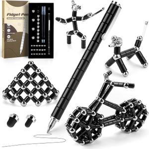 Juboury Magnetic Fidget Pen, Decompression Magnetic Toy Pen, Stress Relieving Gift for Adults Kids Teens, Novelty Toy for 10 11 12 13 14 Year Old Boys (Black)