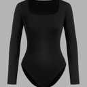 RoseSeek Girl's Long Sleeve Bodysuit Square Neck Leotard Fall Tops