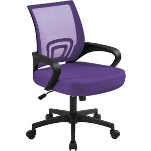 Yaheetech Office Chair Ergonomic Mesh Chair w/Lumbar Support Armrest Wheels Comfortable Racing Seat Adjustable Swivel Rolling Home Executive Mid Back Computer Chair for Adults, Purple