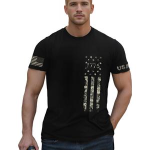 Patriotic Shirts for Men Fourth 4th of July Tshirt American Flag Tees (Medium)