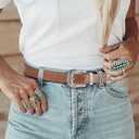 Women's Western CR Cowboy Belt - 1.1" Leather Country Belt for Fashion and Waist