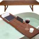 Versatile Bathtub Caddy and Breakfast Tray with Adjustable and Foldable Legs - Thick & Solid Bamboo Bath Caddy for Bathtub - Minimalist Design Bath Tray for Tub, Laptop Desk