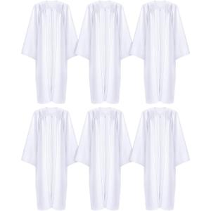 Toulite 6 Pcs Unisex Matte Choir Robes for Baptism Church Confirmation Pulpit Graduation Gown Pastor Judge Costume Adults (Size 48, Size 51, White)