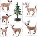 16PCS Deer Figurines Model Trees Kit, Plastic Woodland Animals Toys, Miniature Wild Forest Animal Figures for Christmas Decoration Cake Toppers Party Favors