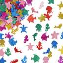 CCINEE 200Pcs Glitter Colorful Sea Animals Shapes Foam Sticker, Self-Adhesive Handmade Arts Craft Supplies for Greeting Cards DIY Scrapbooking Wall Creative Toys Home Decoration (Random Colors)