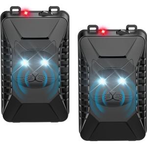 Rodent Repeller Car Under Hood, 2 Pack Ultrasonic Mouse Repellent with Strobe Light, Plug-in Battery Powered Keep Mice Away from Cars Engines, Outdoors, Room, Indoors