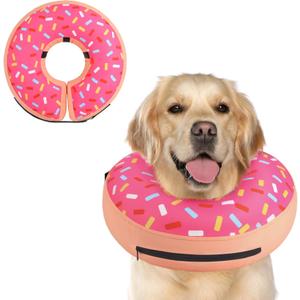 Supet Inflatable Cone Collar Alternative for Dogs After Surgery - Neck Donut Recovery E-Collar for Neuter - Soft Cone for Small, Medium, Large Dogs (XL(Neck 14"-18"), Donut Pink)