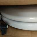 Mayfair Ashton Easy to Clean Single Hinge Toilet Seat, Modern Slow Close Wood Toilet Seat, Made in USA, Elongated, White