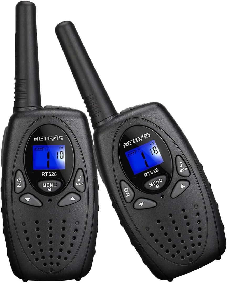 Retevis RT628 Walkie Talkies for Kids, Walky Talky, Key Lock, VOX Crystal Voice, Easy to Use, Birthday Gifts for Boys Girls Kids Outdoor Toys(Black,2 Pack)