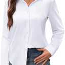 siliteelon Women's Stain Shield Dress Shirts Wrinkle Free Long Sleeve Shirts Solid Work Business Button Down Shirts Size L