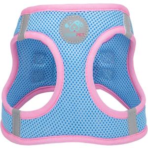 PHOEPET Step-in Dog Harness,Reflective Adjustable Dog Vest Harness, Soft Pet Walking Jacket with 2 Metal Leash Hooks for Dog and Cat(Baby Blue Base & Pink Straps,XL) (XL (Neck: 13.5-15.5,Chest: 18-20.5))