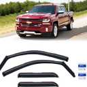 in-Channel Rain Guards for 2014-2018 Chevy Silverado 1500/ GMC Sierra 1500 Double Cab, Window Visor Shields Vent Deflector Shade Wind Dark Smoke for 15-19 Silverado/Sierra 2500 3500, Tape-On, 4PCS