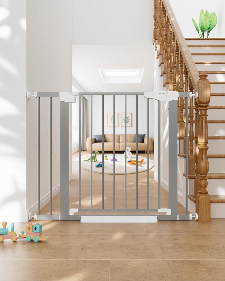 Cumbor 29.7"-40.6" Baby Gate for Stairs, Mom's Choice Awards Winner-Dog Gates for Doorways, Pressure Mounted Auto-Close Pet Gates for Dogs Indoor, Safety Child Gate with Easy Walk Thru Door, Gray Cumbor 29.7"-40.6" Baby Gate for Stairs, Mom's Choice Awards Winner-Dog Gates for Doorways, Pressure Mounted Auto-Close Pet Gates for Dogs Indoor, Safety Child Gate with Easy Walk Thru Door, Gray