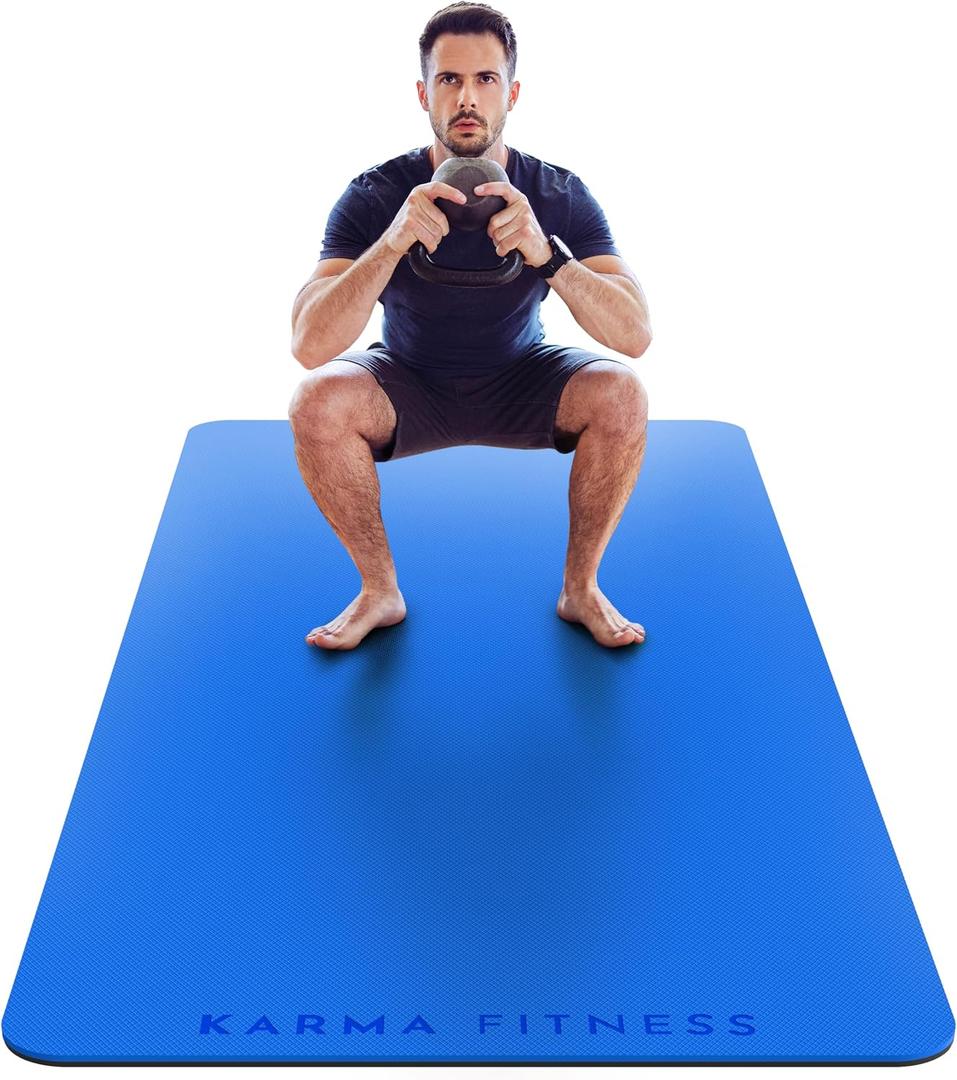 Large Workout Mat - 10mm Extra Thick Exercise Mat & Wide Yoga Mat, 72"x32" | Carry Bag Included, Non-Slip Textured TPE, Reversible Design, Home Workouts, Pilates, HIIT and Stretching
