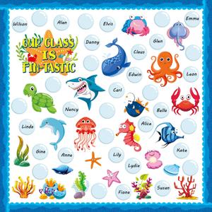 75 Pcs Under The Sea Bulletin Board Set Ocean Creatures Educational Classroom Decorations Fish Storytelling Summer Bulletin Board Decorations for Wall Interactive Play Learning Activity Kids Toddler