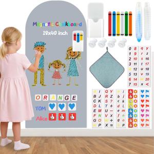 Magnetic Arch Wall Decal for Kids,Upgraded Thickened Magnetic Chalkboard for Most Wall,Suitable for Home Decoration Wallpaper and Children's Game Room (Grey, 18" W x 40" H)