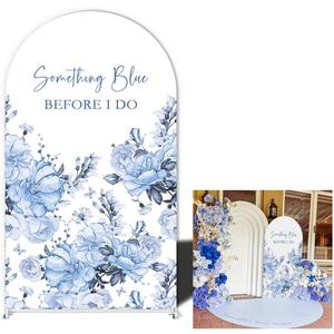 Something Blue Before I Do Bridal Shower Wedding Party Arched Stand Cover Chiara Background,Dust Blue Elastic Spandex Fabric,Durable Washable (G4372,4x7.2ft (W*H))