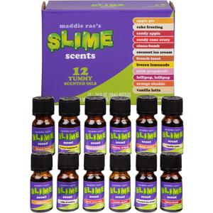 Maddie Rae's Slime Yummy Scented Oils (12 Pack) - X Large 10ml (.34 oz) Natural Food Fragrance Bottles for Diffusers, Aromatherapy, Essential Oil, DIY Candle & Soap Making, Crafts, Supplies, Gift