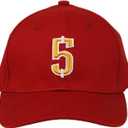 Jayden Daniels Burgundy 5# Embroidered Baseball Cap Flat Brim Hat with Stitching for Sports Outdoor - Unisex (Red)