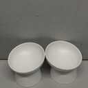 Ceramic Raised Cat Bowls, Elevated Tilted Cat Food and Water Bowls Set, Porcelain Stress Free Pet Feeder Dish for Cats and Small Dogs, Dishwasher and Microwave Safe, Set of 2(White)