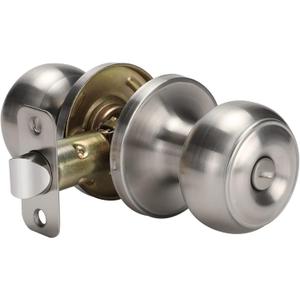 Goldenwarm Door Knobs Interior Brushed Nickel, Bedroom Door Knobs, Silver Door Knob Privacy, Nickel Finish Door Knob Interior, Silver DoorKnobs Bulk(1 Pack, Brushed Nickel)