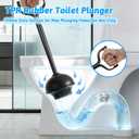Sellemer Toilet Brush and Plunger Set, Curved Design Head for Deep Cleaning, Heavy Duty Toilet Bowl Brush and Plunger Combo with Holder for Bathroom Cleaning, Black, 2 Pack