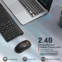 Wireless Keyboard and Mouse Combo,Quiet Click,Full Size Design with Number Pad,Ergonomic Mouse with 5 DPI,Sleep Mode-GAMCATZ 2.4G Slient Portable Cordless Combo for Laptop/PC/Computer/Mac(Black)