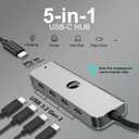 VCOM 10Gbps USB C Hub5 Ports USB 3.2 Gen 2 Splitter with 100W Power DeliveryAluminum USB Type C to USB Hub Multiport Adapter for MacBook Pro/Air and More Thunderbolt/USB C Laptop (Gray)