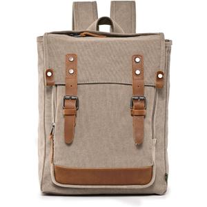 TSD Brand Discovery Canvas Backpack Travel Daypack Lightweight Carry On Laptop Backpack Hiking Backpack (Khaki)