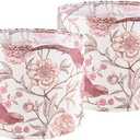 GOSO 2pcs Medium Lampshade Polyester Printing Flowers and Birds Drum Lamp Shade For TableLamp,Floor Lamps,Wall Hanging,Diy Pendant Light,Spider Fitter 13"Top x 13"Bottom x 10"High,Assembly Required