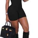 acelyn Women's Sexy Sleeveless Jumpsuits Bodycon Rompers Y2k Bodysuit Club Outfits (Medium, Black)