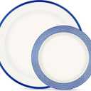 Blue Plastic Plates,Blue Disposable Plates Include 10.25inch Dinner Plates & 7.5 inch Dessert/Salad Plates for Graduation/Wedding/Birthday Holiday Party Decorations (Navy Blue/White)