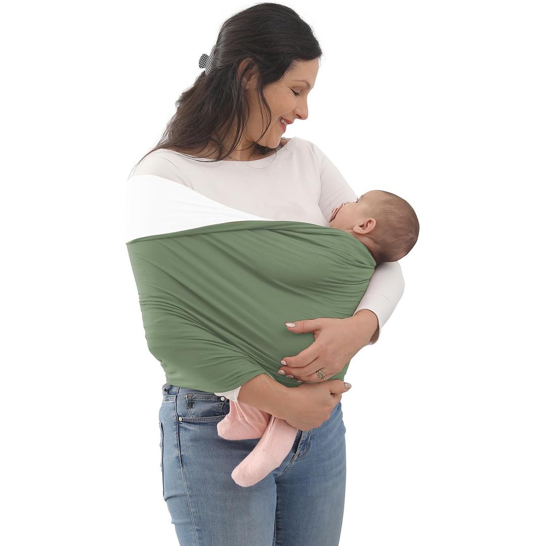 Baby Wrap Carrier, Reversible Bonding Comforter, Soft & Stretchy Baby and Infant Sling, Perfect Baby Carrier Wrap Sling for Newborn and Infant up to 35 lbs. (Sage / Natrual)