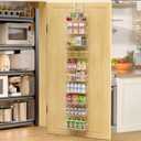 10 Tier Over the Door Pantry Organizer, Over the Door Spice Rack with Adjustable Baskets, Metal Hanging Door Pantry Organizers and Storage for Kitchen Bathroom Bedroom, White