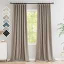 Novecozy 100% Blackout Curtains 96 Inches Length Long, Linen Thermal Insulated Curtains & Drapes for Bedroom/Living Room, Rod Pocket/Back Tab/Hook Belt/Ring Clips(2 Panels, W50 x L96, Linen Color)