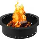 Iron Forge Tools Smokeless Firepit - 36 inch Outer/30 inch Inner Round Fire Ring Insert Liner - Heavy Duty Metal Permanent Outdoor Fire Pit Ring (36x30x10) Utility Patent Pending