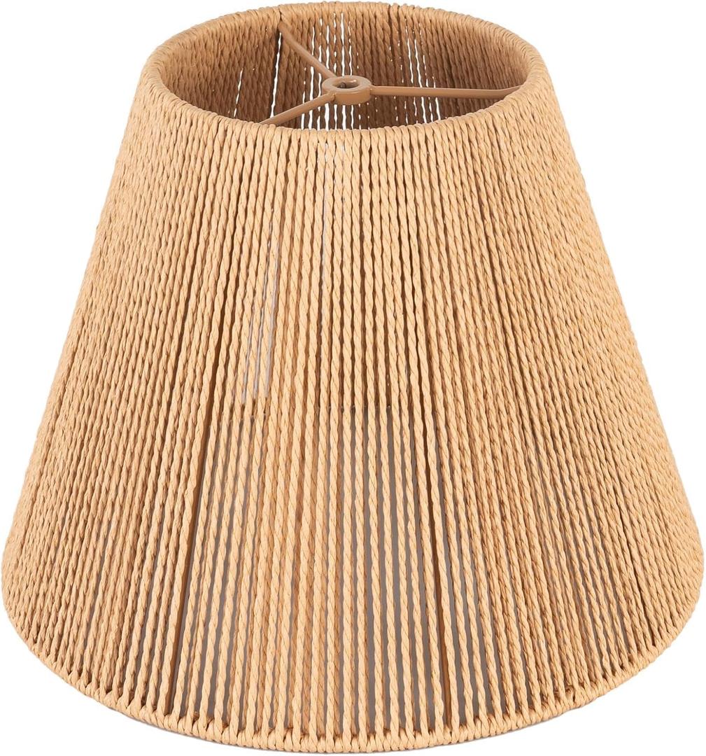 Boho Rattan Lamp Shade 7'' Top 13'' Bottom 10'' Heigh Cozy Vibe Decor Shade, 7X13X10