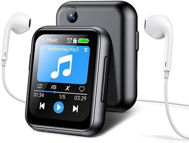 MP3 Player with 128GB TF Card, Bluetooth 5.4 Lossless Sound Audio Player, 2" Touch Screen Portable Music Player with Speaker, Voice Recorder (with Camera, Black, 2")