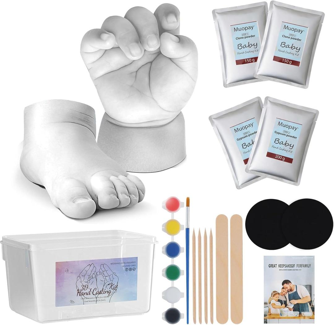 Baby Casting Kit, Baby Handprint & Footprint Casting Kit, Gifts for New Moms, 3D Moulding Gift Set for Girls and Boys, Personalized Keepsake Stuff