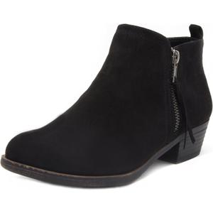 LONDON FOG Women's Tina Ankle Bootie (7 Wide, Black Fx Sde) LONDON FOG Women's Tina Ankle Bootie (7 Wide, Black Fx Sde)
