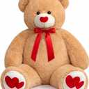 HollyHOME Giant Teddy Bear 4ft Stuffed Animal Large Bear Plush with Red Heart Valentines Anniversary Birthday Gifts for Girlfriend Lover Mom Kids Home Decor 48 inch Tan, Pack Of 2