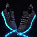Light Up Shoes for Women Men, Unisex USB Charging LED Shoes Adult Halloween Mesh Upper Glowing Luminous Trainers Dancing Flashing Sneakers (13 Women/11.5 Men, Black)