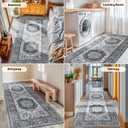 LBRO2M Boho Area Rug 6X9 Washable Rugs for Bedroom Low Piles Indoor Carpet, Non Slip Soft Rug for Living Room, Dining Room, Dark Gray Rug Foldable Pet Friendly Area Rugs (6'X9' Dark Gray)
