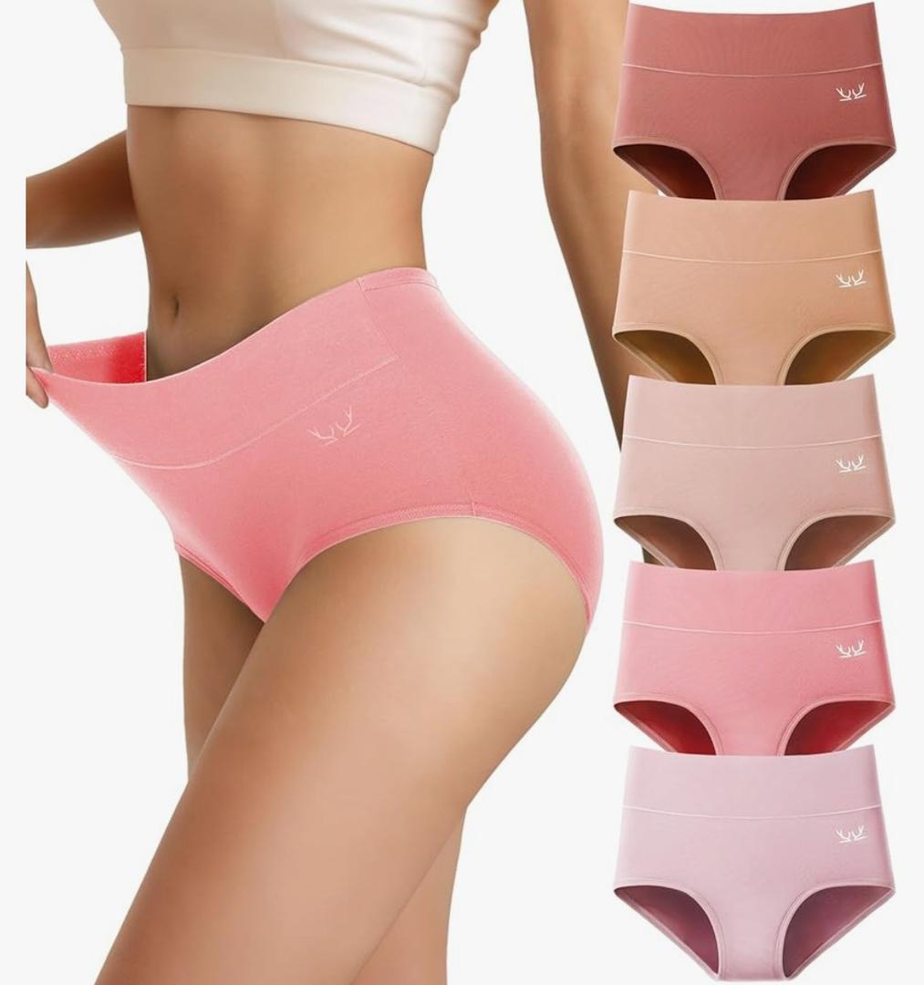 Women's Cotton Underwear High Waisted Underwear Soft Briefs Full Coverage Ladies Panties 5 Pack, L