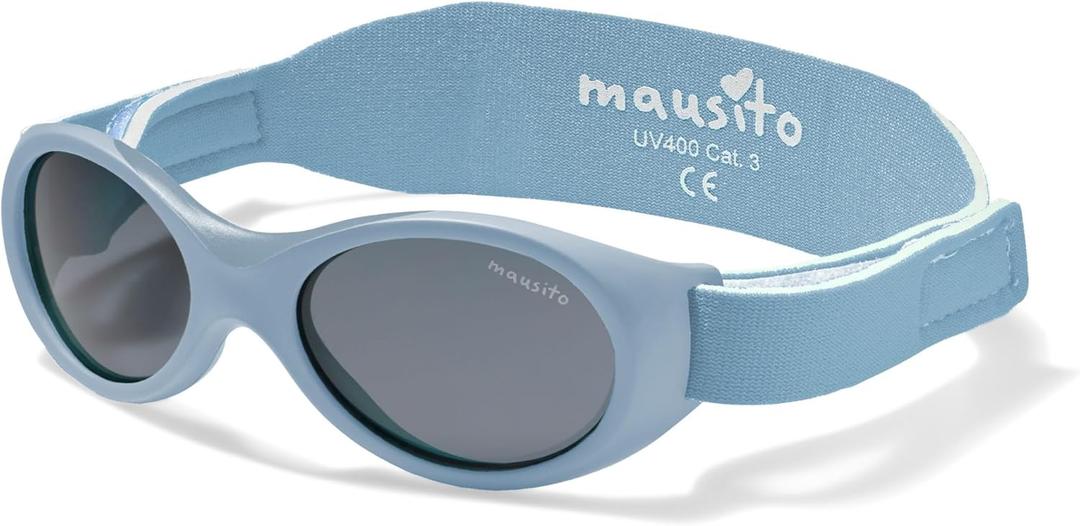 Mausito BABY sunglasses 0-24 months | Flexible BPA-Free infant sunglasses with adjustable strap | 100% UV Protection Sunnies (Summer Song Blue)