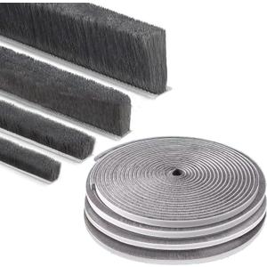 ZOMPAGO Strong Adhesive Brush Weather Stripping 0.6in (Tx 0.4in (W) x 33FT, Grey, Door Seal for Sliding Windows & Doors, Soundproof Noise Blocker, Draft Stopper for Garage Door Frame & Exterior Doors