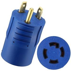 Kanayu TT-30P to L14-30R Generator Transfer Switch Adapter Compatible with NEMA, 30 Amp 3 Prong to 4 Prong Lock RV Generator Plug Adapter to House Inlet Box(Blue)